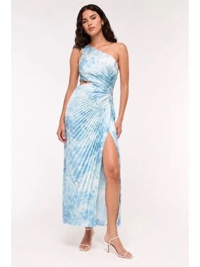 Abercrombie & Fitch Light Blue One-Shoulder Pleated Maxi Dress